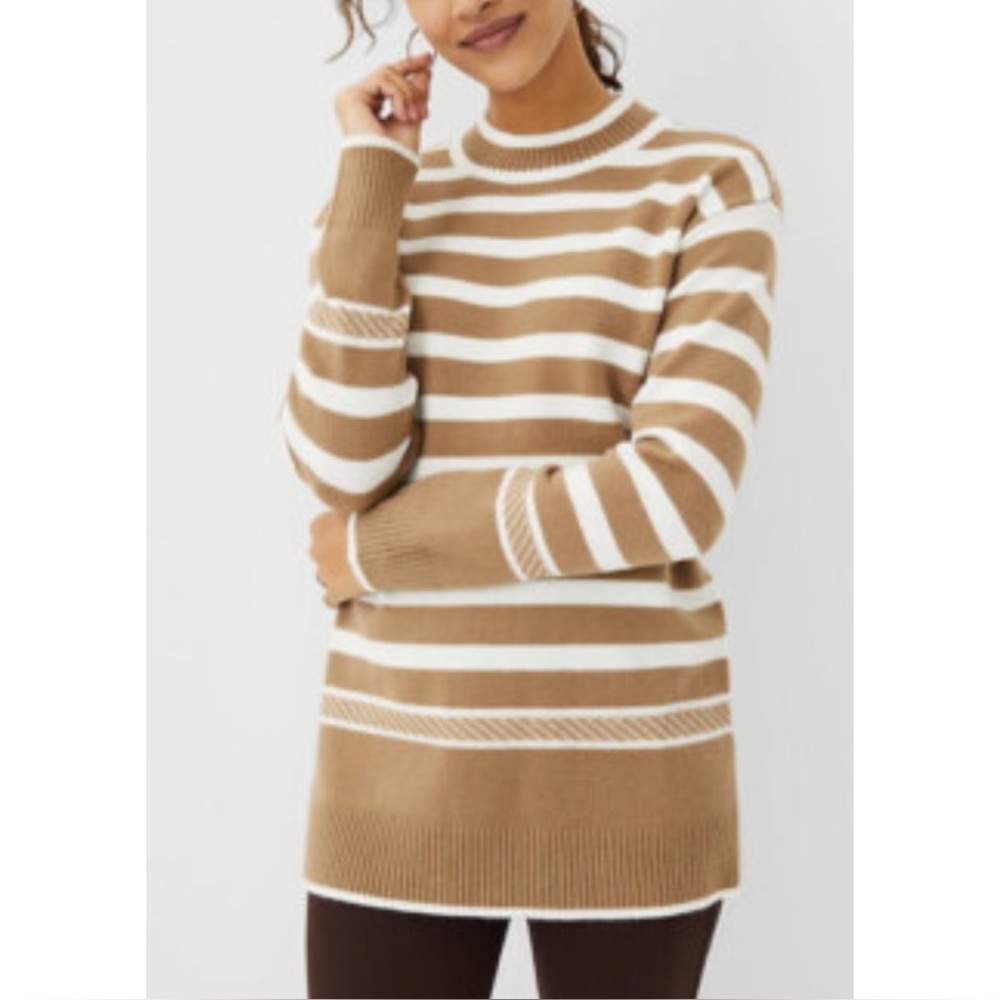 Ann Taylor, tan and white stripe sweater L